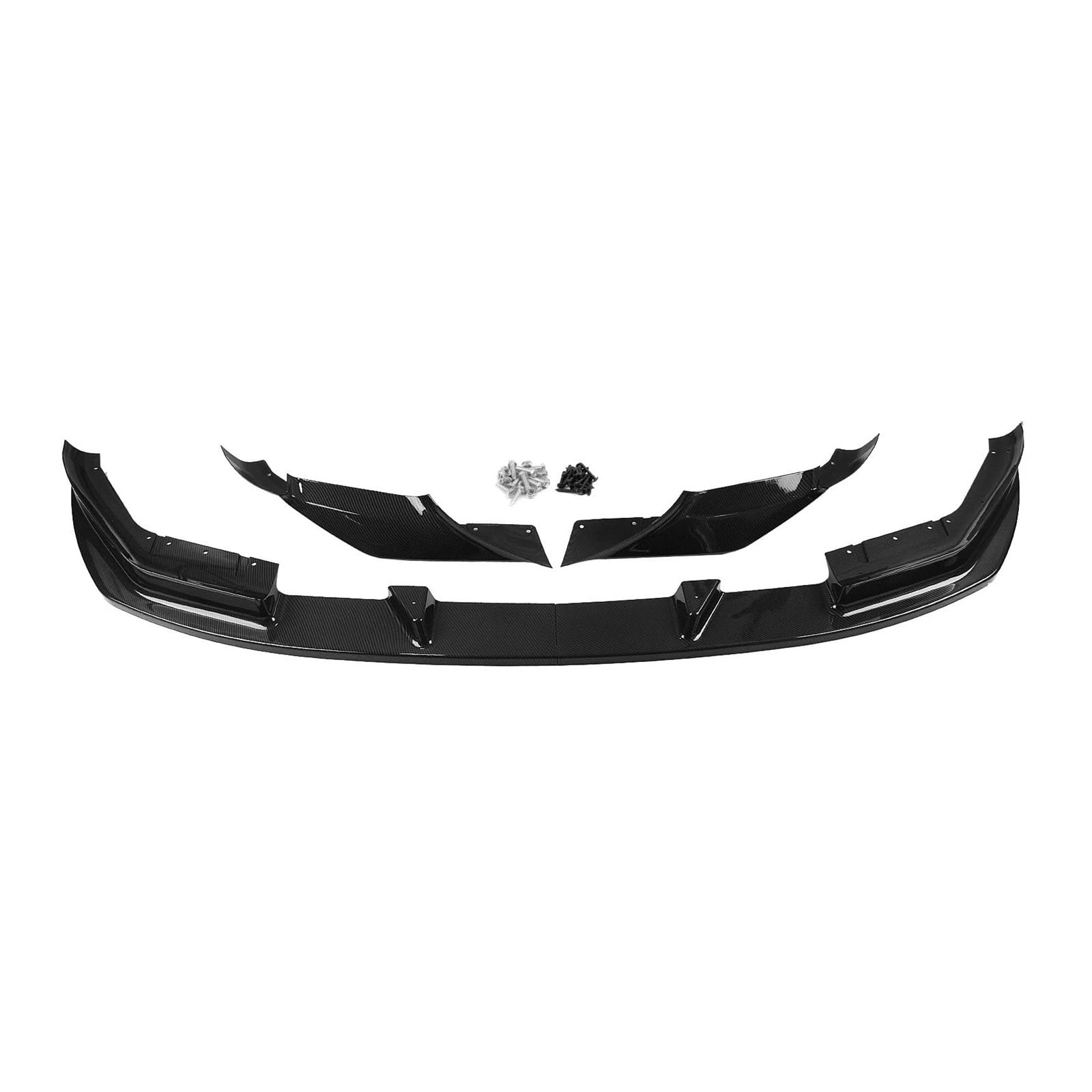 Frontlippe Frontspoilerlippe Aus Karbonfaser-Optik Glänzend Schwarz Splitter-Klingen-Karosserieschutz Für F90 M5 Competition 2018 2019 2020 Frontspoiler(Kohlefaser-Optik) von SANCAK