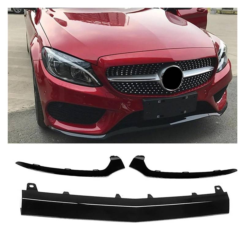 Frontlippe Für Benz C Klasse W205 2014-2018 C300 C400 C63 Auto Front Bumper Spoiler Diffusor Schutz Schutz Frontspoiler(Schwarz) von SANCAK