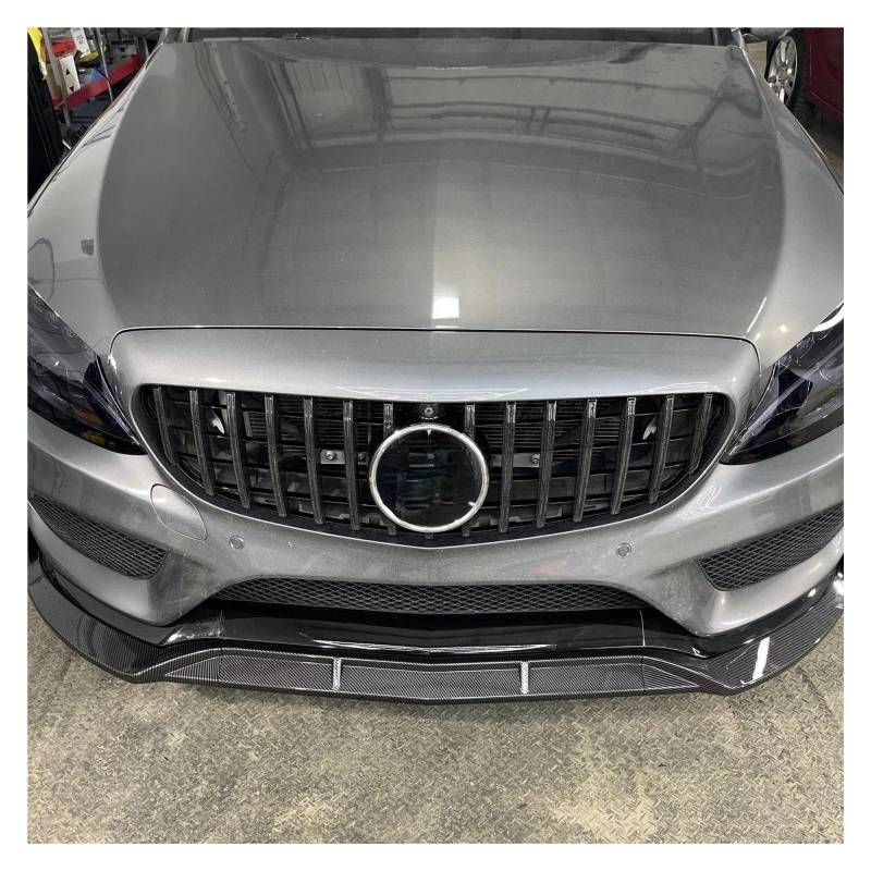 Frontlippe Für Benz Für C-Klasse W205 Sport 2015-2018 C180 C200 C300 2016 2017 Frontspoiler Stoßstange Lippe Untere Klinge Splitter Glanz Schwarz Frontspoiler(Kohlefaser-Optik) von SANCAK