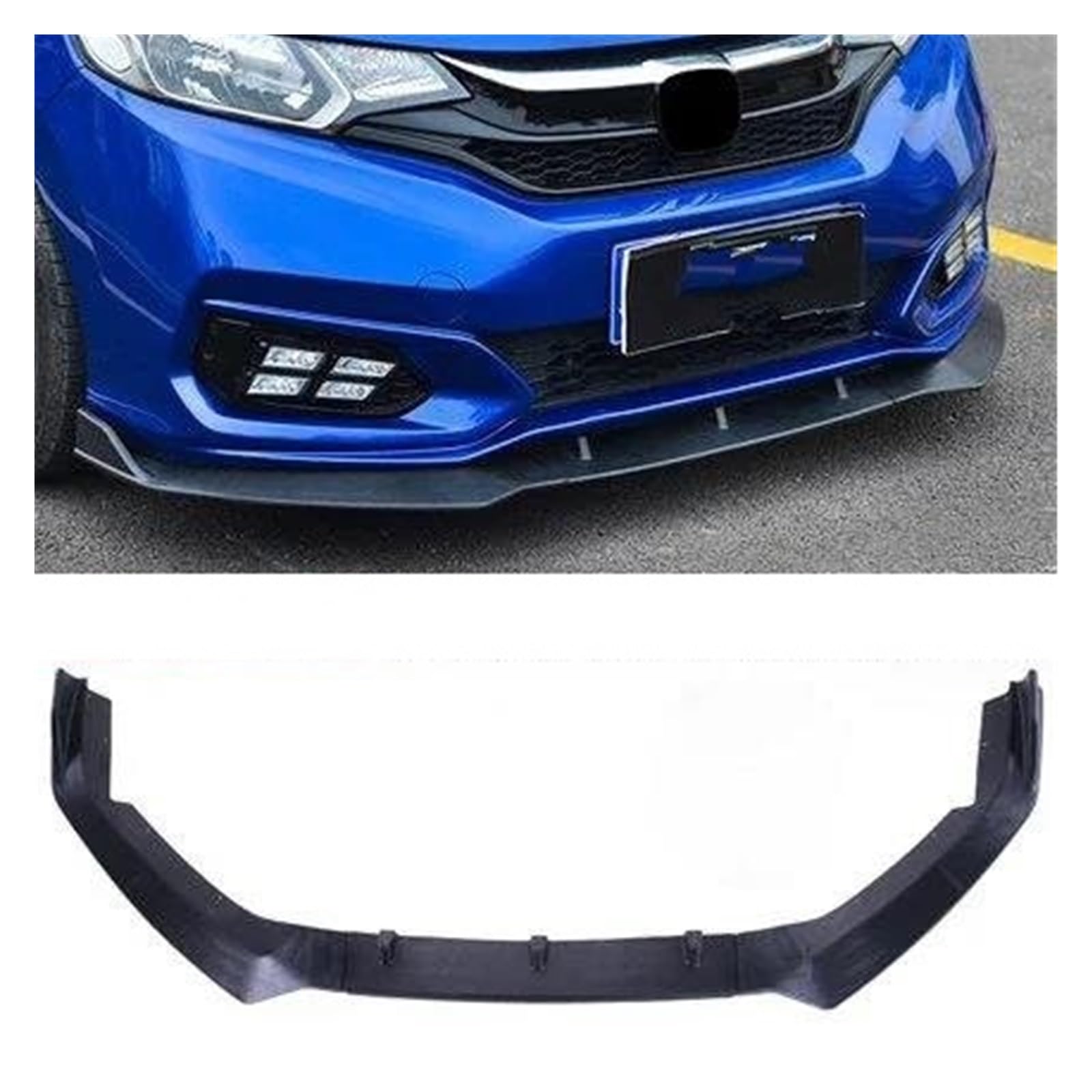 Frontlippe Für Fit Für Jazz 2014 2015 2016 2017 2018 2019 2020 Front Stoßstange Splitter Lip Diffusor Spoiler Rock Körper Kit Dekorative Streifen Schaufel Frontspoiler(18-20matt Black) von SANCAK