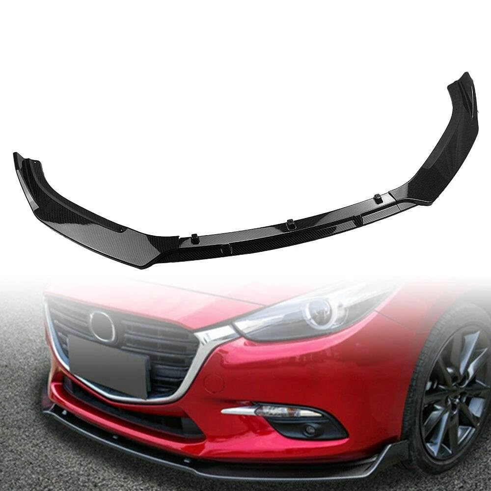 Frontlippe Für Mazda 3 Für Axela Für Mazda3 2014-2018 Frontspoilerlippe Untere Schutzplatte Splitter Board Blade Carbonfaser-Look Schwarz Glänzend Frontspoiler(Glossy Black) von SANCAK