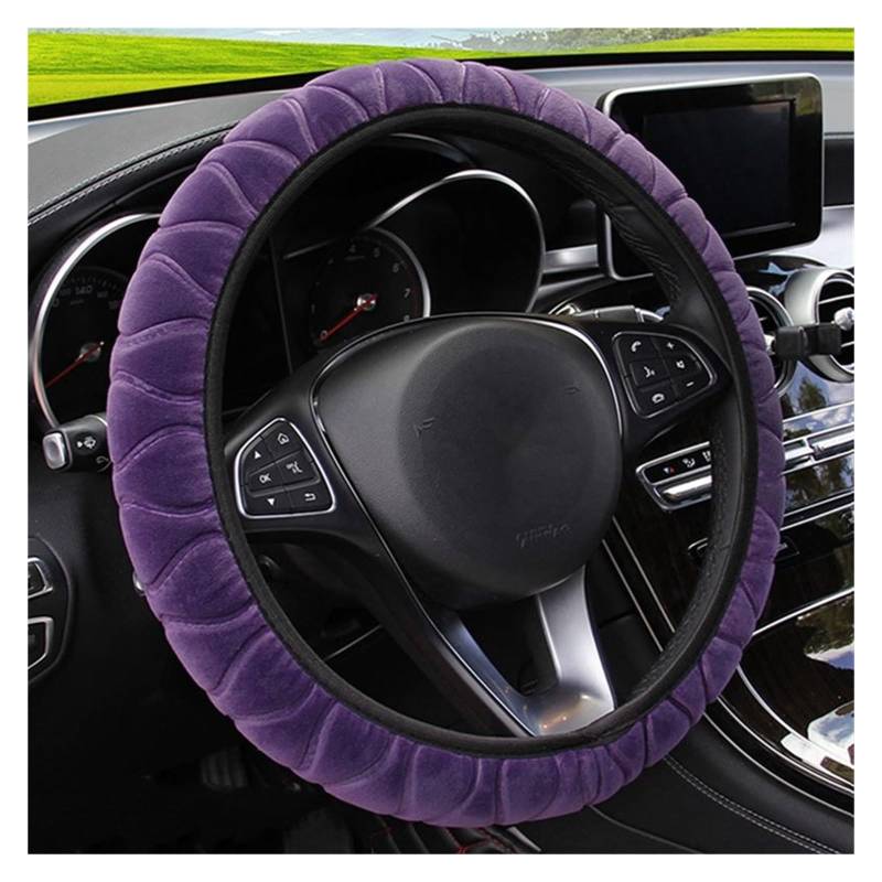 Lenkrad Abdeckung 37-39 cm Universal-Lenkradbezug Weich Warm Plüsch-Lenkradbezug Für Winter Warme Auto-Lenkrad-Innenteile Lenkradbezug(Violett) von SANCAK