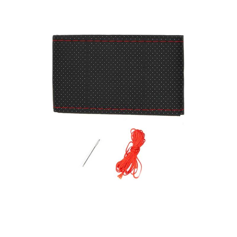 Lenkrad Abdeckung 38 cm Auto Lenkrad Geflecht Abdeckung Textur Weiche PU Künstliche Leder Auto Abdeckungen Mit Nadeln Und Faden Auto Auto Zubehör Lenkradbezug(Black- red) von SANCAK