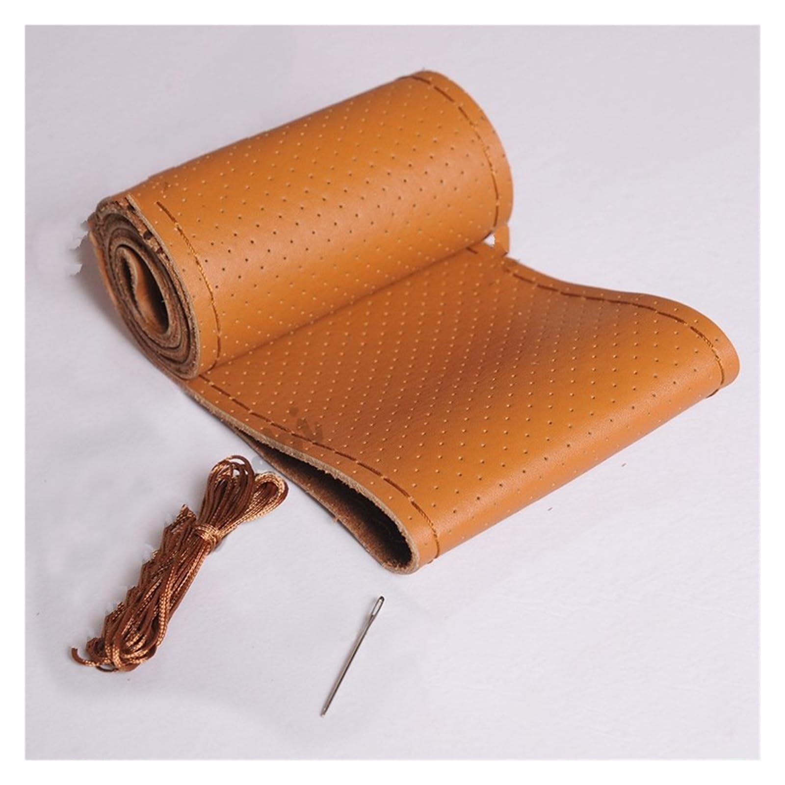 Lenkrad Abdeckung Auto Lenkrad Geflecht Abdeckung Mit Nadeln Und Faden Leder Auto Lenkrad Abdeckung 7 Farbe DIY Geflecht Auto Zubehör Lenkradbezug(Light Brown) von SANCAK