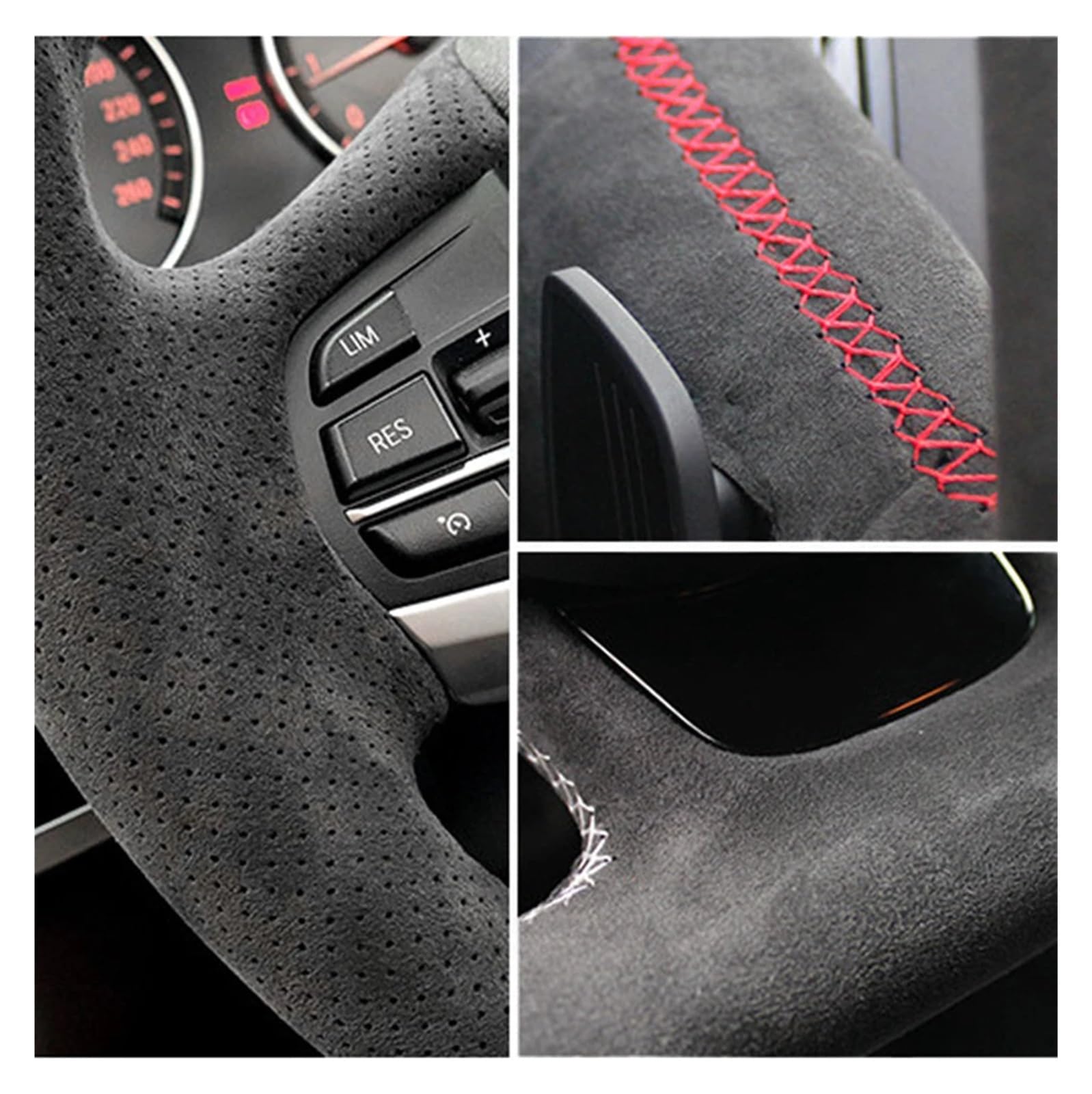 Lenkrad Abdeckung Für Mazda 3 Für Axela Für Mazda 6 Für Atenza Für CX-3 2018 2019 DIY Auto Zubehör Auto Lenkrad Abdeckung Schwarz Carbon Faser Lenkradbezug(Black Thread) von SANCAK