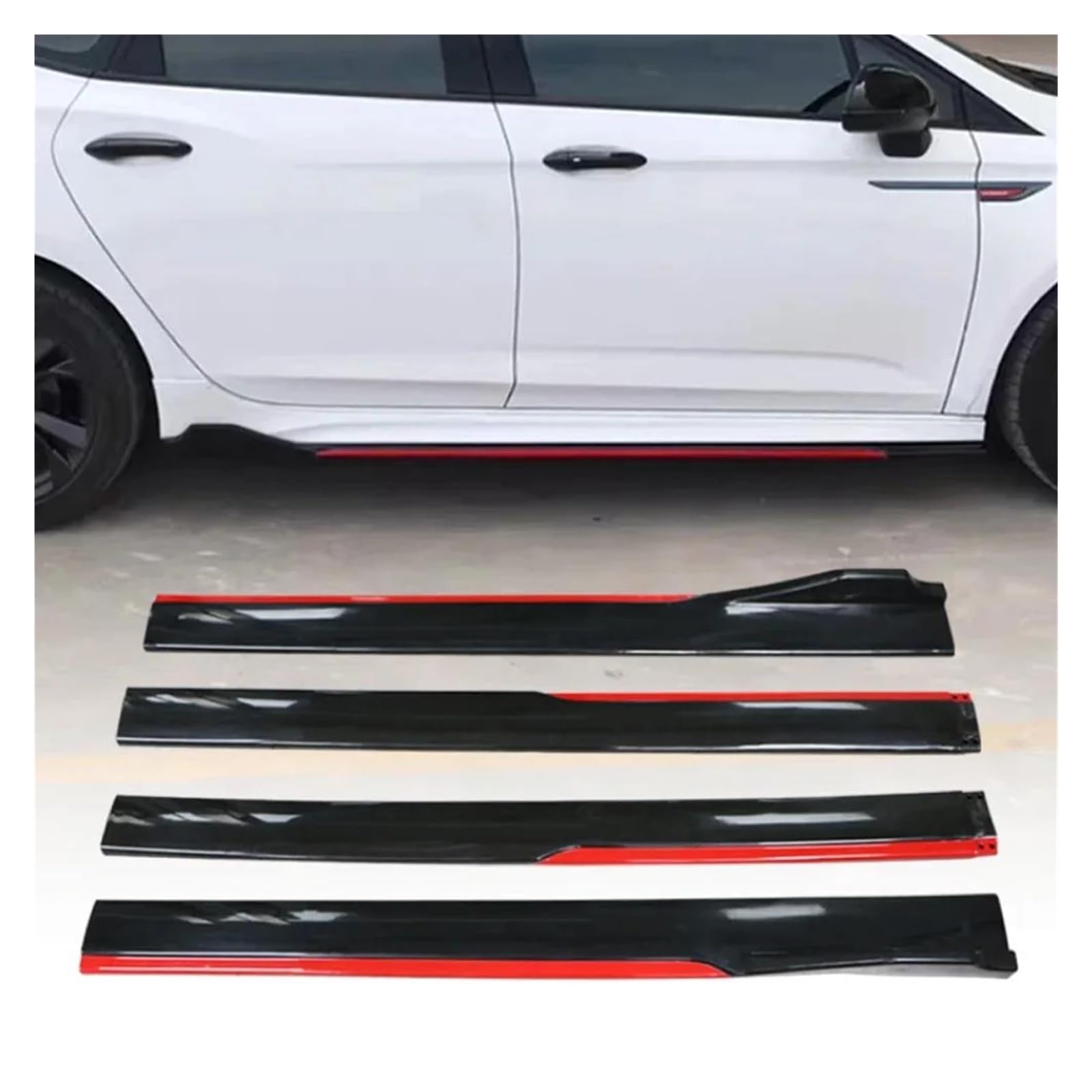 Seitenschweller 4 STÜCKE Universal 2,4 Mt Seitenschwellerverlängerungen Autoseitenschweller Winglet Splitter Lippe Rot Schwarz Für Toyota Diffusor von SANCAK