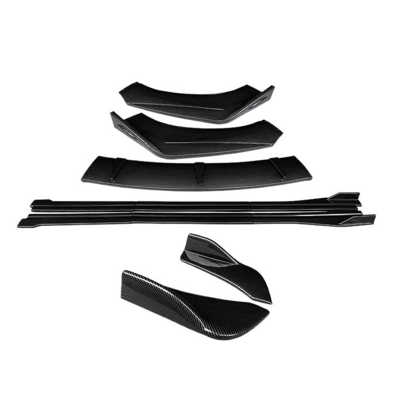 Seitenschweller Für 718 981 2016-2022 Auto Front Stoßstange Splitter Lip Body Kit Spoiler Seite Röcke Extensions Hinten Wrap Winkel Shark Fins Diffusor(Kohlefaser-Optik) von SANCAK