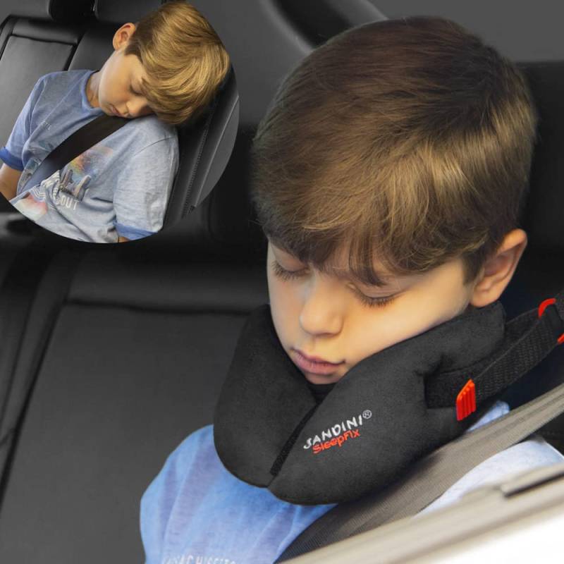 SANDINI SleepFix® Kids BASIC – Kinder Schlafkissen mit Stützfunktion – Kindersitz-Zubehör als BASIC Version für Auto/Fahrrad/Reise – Verhindert das Abkippen des Kopfes im Schlaf von SANDINI