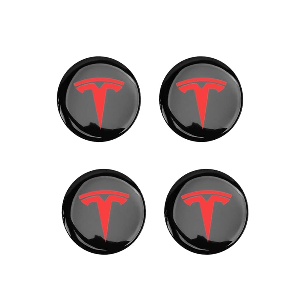 SANNIS 4 Stück Radnabenkappen für Tesla Model Y 54mm, Felgendeckel Felgenkappen Nabenkappen Nabendeckel Radnabenabdeckung Radnabendeckel Reifen Felgen Aufkleber,Red von SANNIS