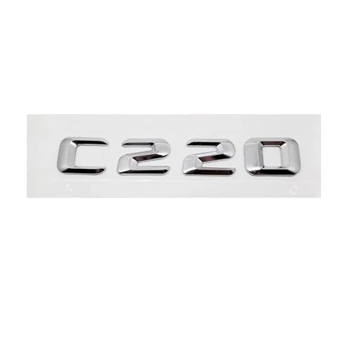 SANNITOU Auto Emblem Aufkleber für Mercedes C220,Autoaufkleber Kühlergrill Front Motorhaube Kofferraum 3D Logo Heckklappen Buchstaben Selbstklebende Ersatz Dekoration,Silver von SANNITOU