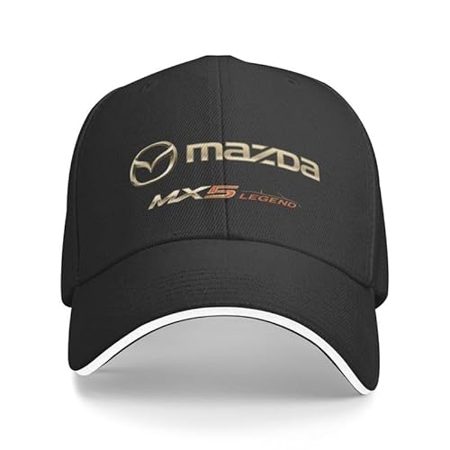 SANNITOU Baseball Cap Herren und Damen Verstellbare Baseballkappe für MX 5 Mazdas MX-5 Einheitsgröße Sonnenmütze Basecap mit Auto-Logo,OneSize-Black von SANNITOU