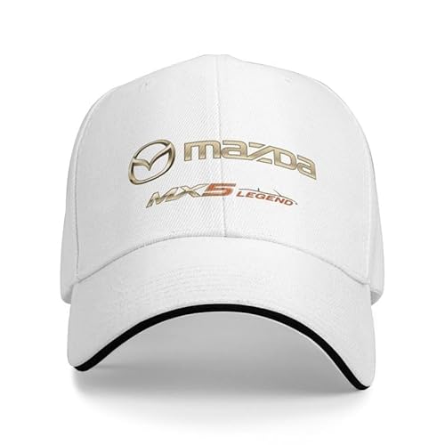 SANNITOU Baseball Cap Herren und Damen Verstellbare Baseballkappe für MX 5 Mazdas MX-5 Einheitsgröße Sonnenmütze Basecap mit Auto-Logo,OneSize-White von SANNITOU