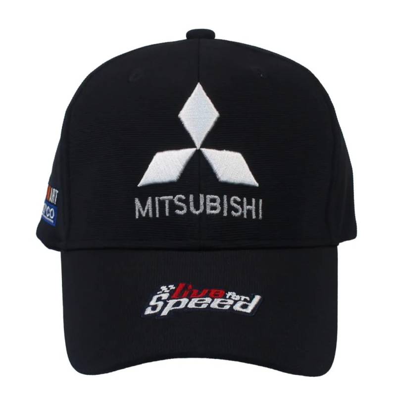 SANNITOU Baseball Cap Herren und Damen Verstellbare Baseballkappe für Mitsubishi Einheitsgröße Sonnenmütze Basecap mit Auto-Logo,OneSize-Black von SANNITOU