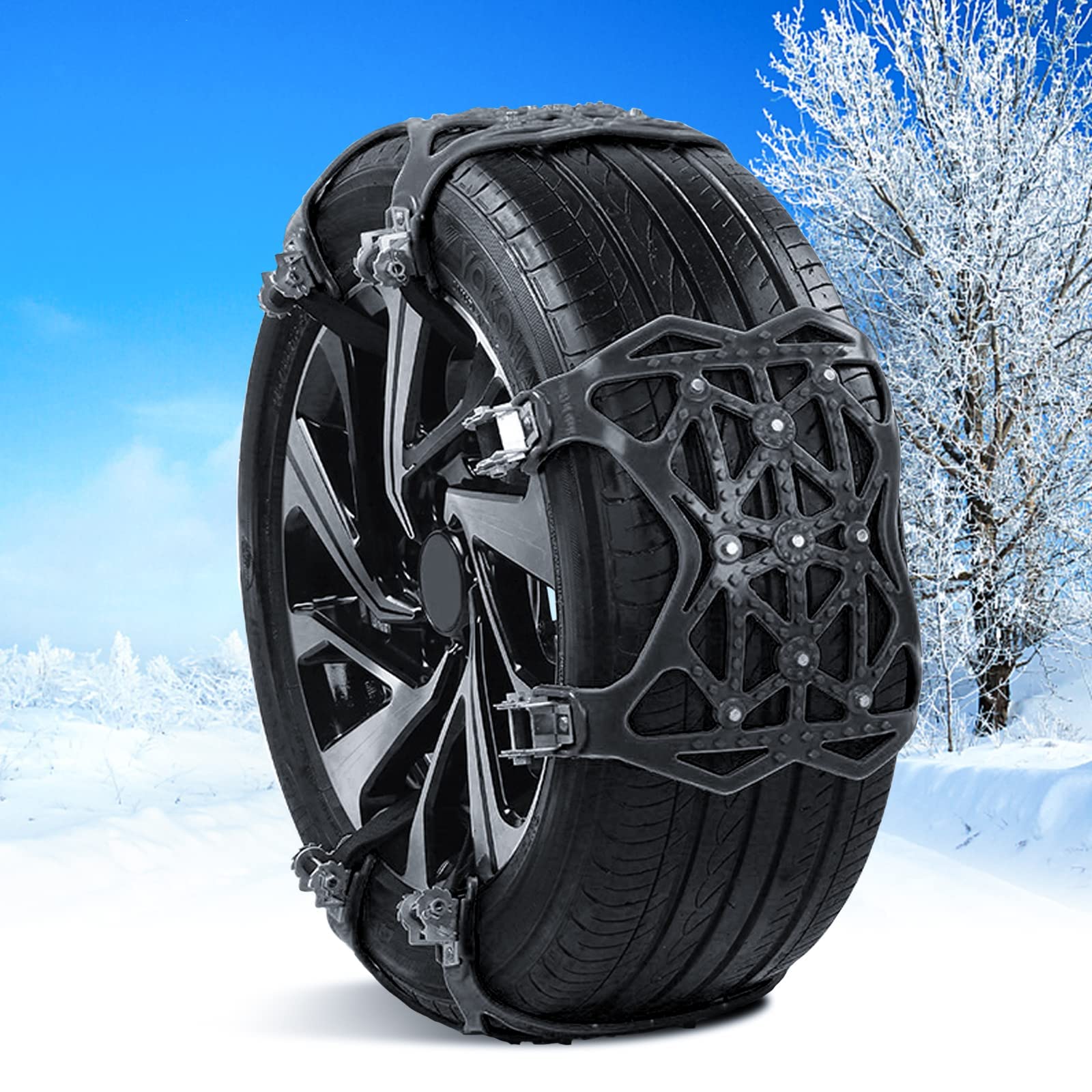 SANOTO Schneeketten 205 55 R16 R17, Schneeketten Universal Auto Schnellmontage 165-275mm, Schneeketten 225 55 R17 Geeignet die Meisten Auto, SUV, Lastwagen und Andere Allzweckfahrzeuge-6 Stück von SANOTO