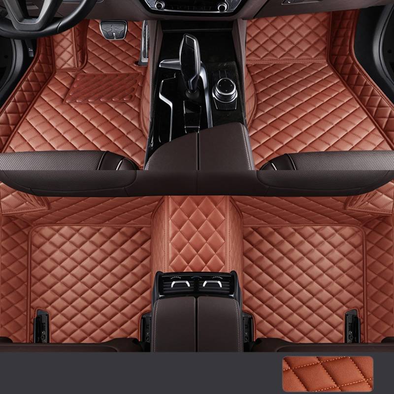 SANQIUTOU Fußmatten Auto Nach Maß Fussmatten für VW Touran II (2.Gen) Baujahr ab 2015, Passgenau rutschfest Allwetter Auto Teppiche Deko,Brown von SANQIUTOU