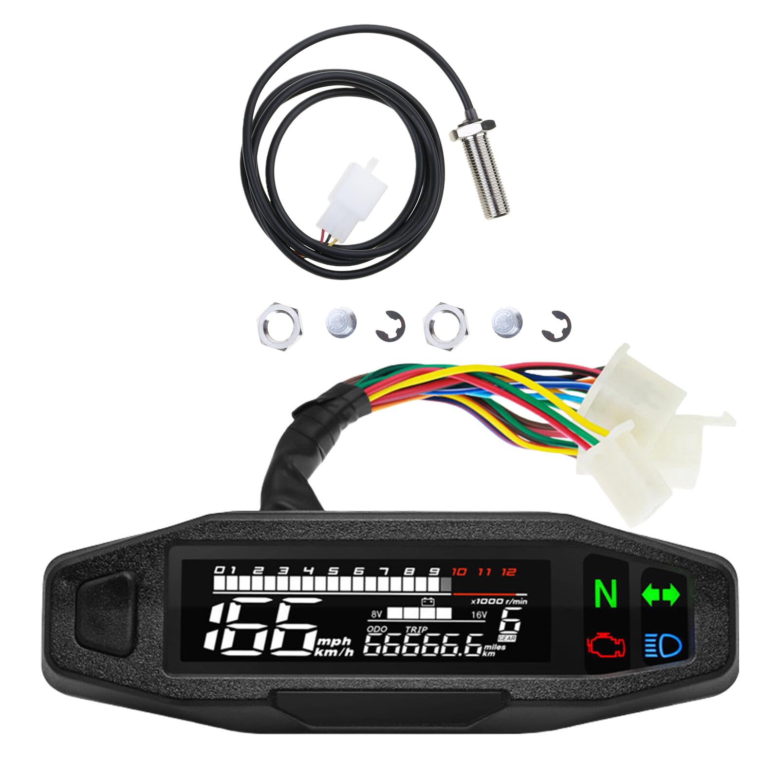 SANRLO Tachometer Digitale Geschwindigkeit Meter LED Tachometer Dashboard Instrument Panel Meter LCD Display Universell von SANRLO