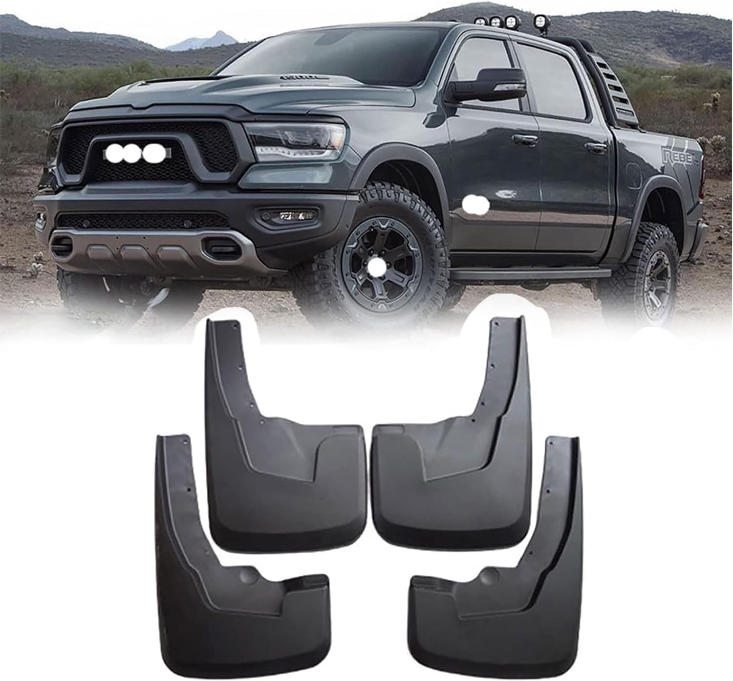 4 Stück Mud Flaps für Dodge RAM 2019-2023, aus ABS Schmutzfänger Splash Guards Staubdicht Vorne Hinten Schmutzfänger Schmutzfängerschutz Kein Bohren Nötig von SANSANS