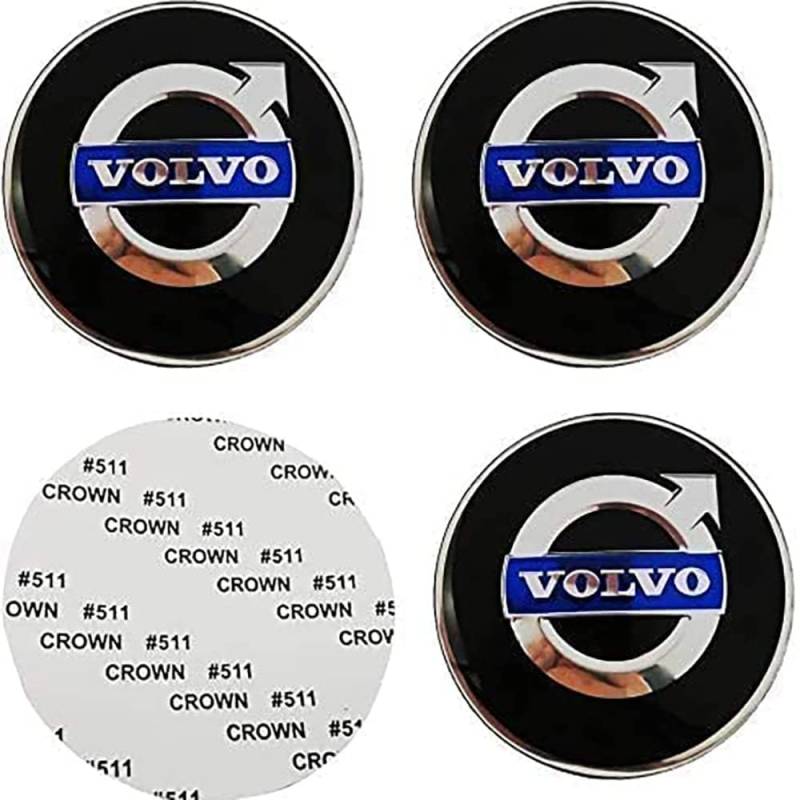 4 Stück Nabendeckel Aufkleber für Volvo S60 S80 S90 XC40 XC60 65mm,Radkappen Nabenkappen Abdeckkappen Radnabenkappen Felgendeckel Radnabenabdeckung Sticker von SANSANS