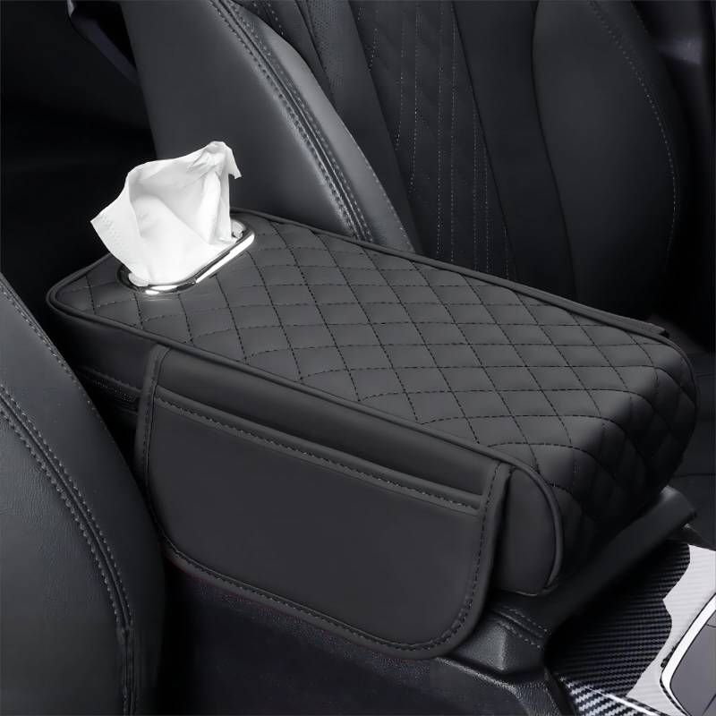 SANSHAOS Leather Car Armrest Box Pad Mittelarmlehne Polster für Kia NIRO 2 (II) SG2 I 2022-2024, Armlehne Auto Matte mit Aufbewahrungstasche Taschentuchbox,C von SANSHAOS