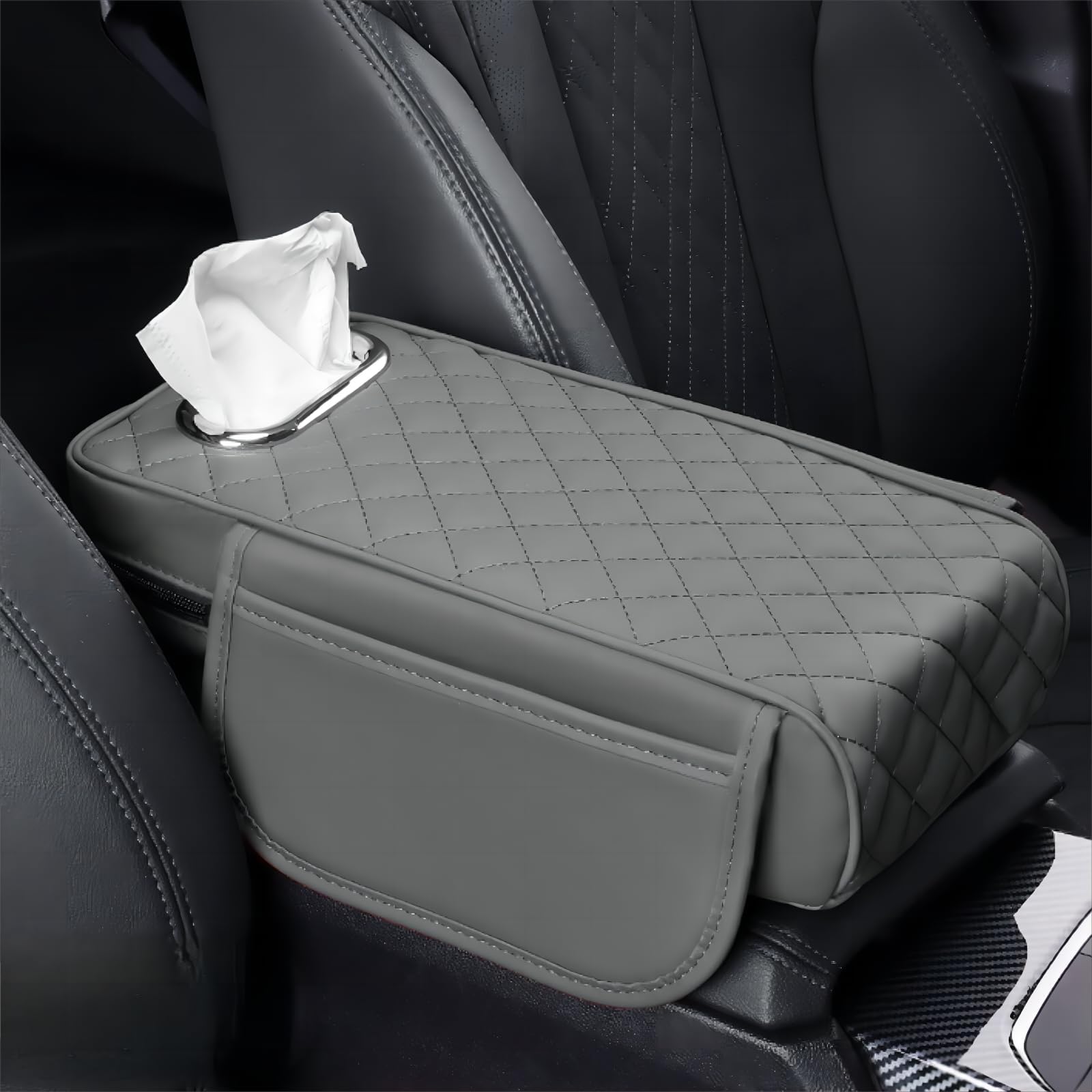 SANSHAOS Leather Car Armrest Box Pad Mittelarmlehne Polster für Kia NIRO 2 (II) SG2 I 2022-2024, Armlehne Auto Matte mit Aufbewahrungstasche Taschentuchbox,G von SANSHAOS