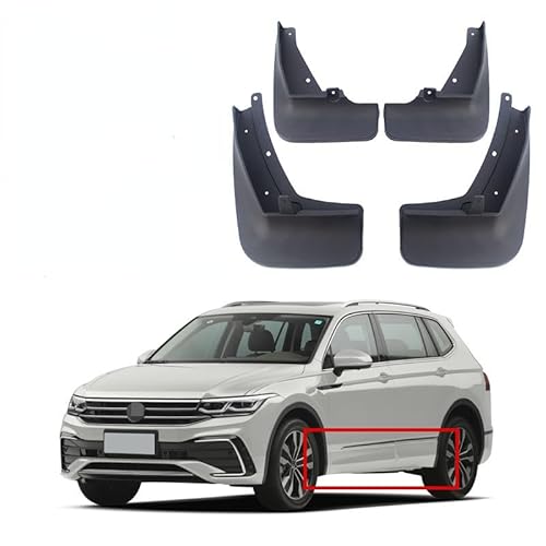 4Stücke Auto Schmutzfänger für VW Tiguan R-Line 2018 2019 2020 2021 2022, KotflüGel Anti-Schmutz Abdeckung Car Splash Guard Screw Hole Design Car Styling Dekorationszubehör von SANSHAOWUDI