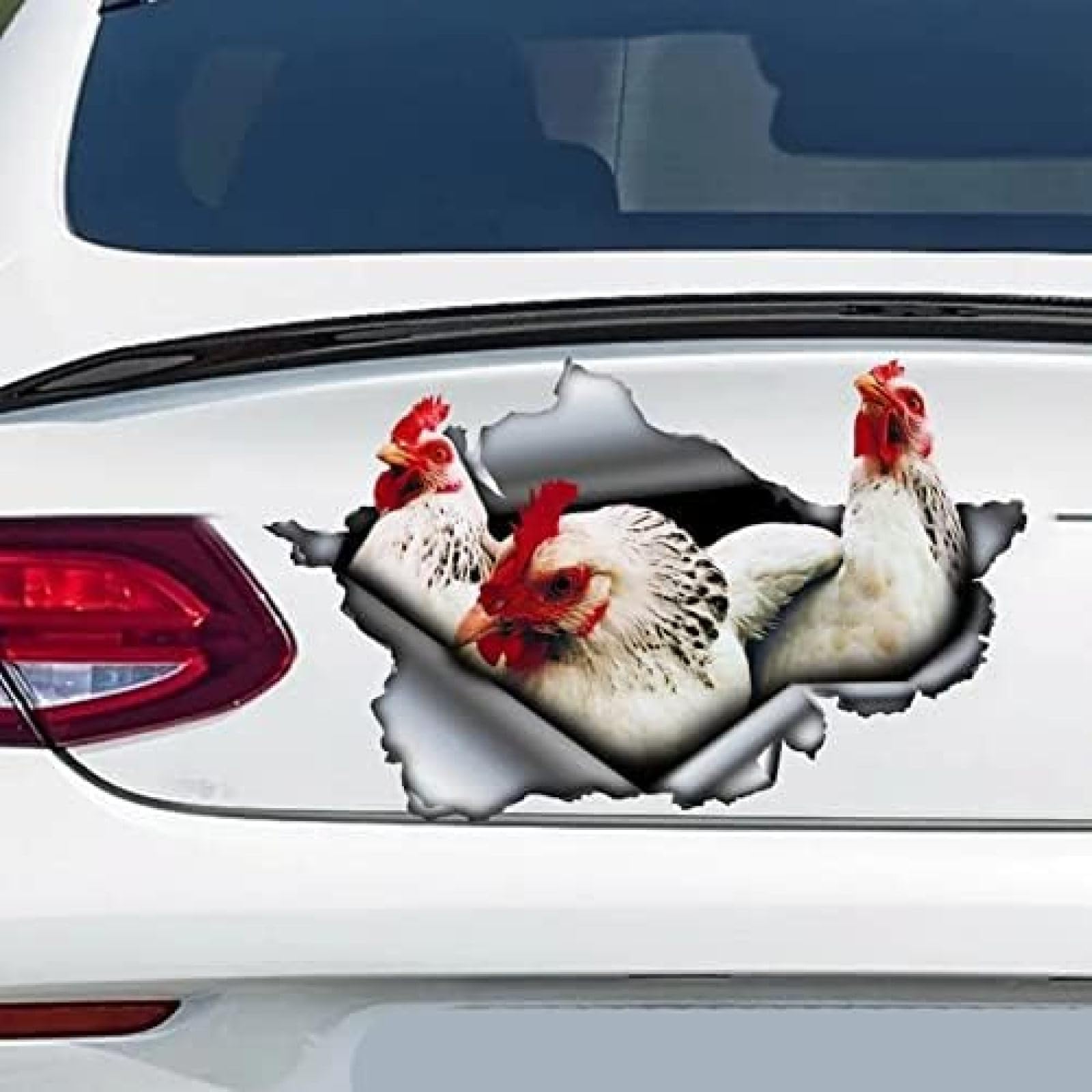 SANTPOT 2 Stück Weiße Hühner-Autoaufkleber, Weiße Hühneraufkleber, Huhn-Autoaufkleber, Bauernhof-Aufkleber, Laptop-Koffer, LKW-Zubehör, Auto-Aufkleber, Dekorationsaufkleber von SANTPOT