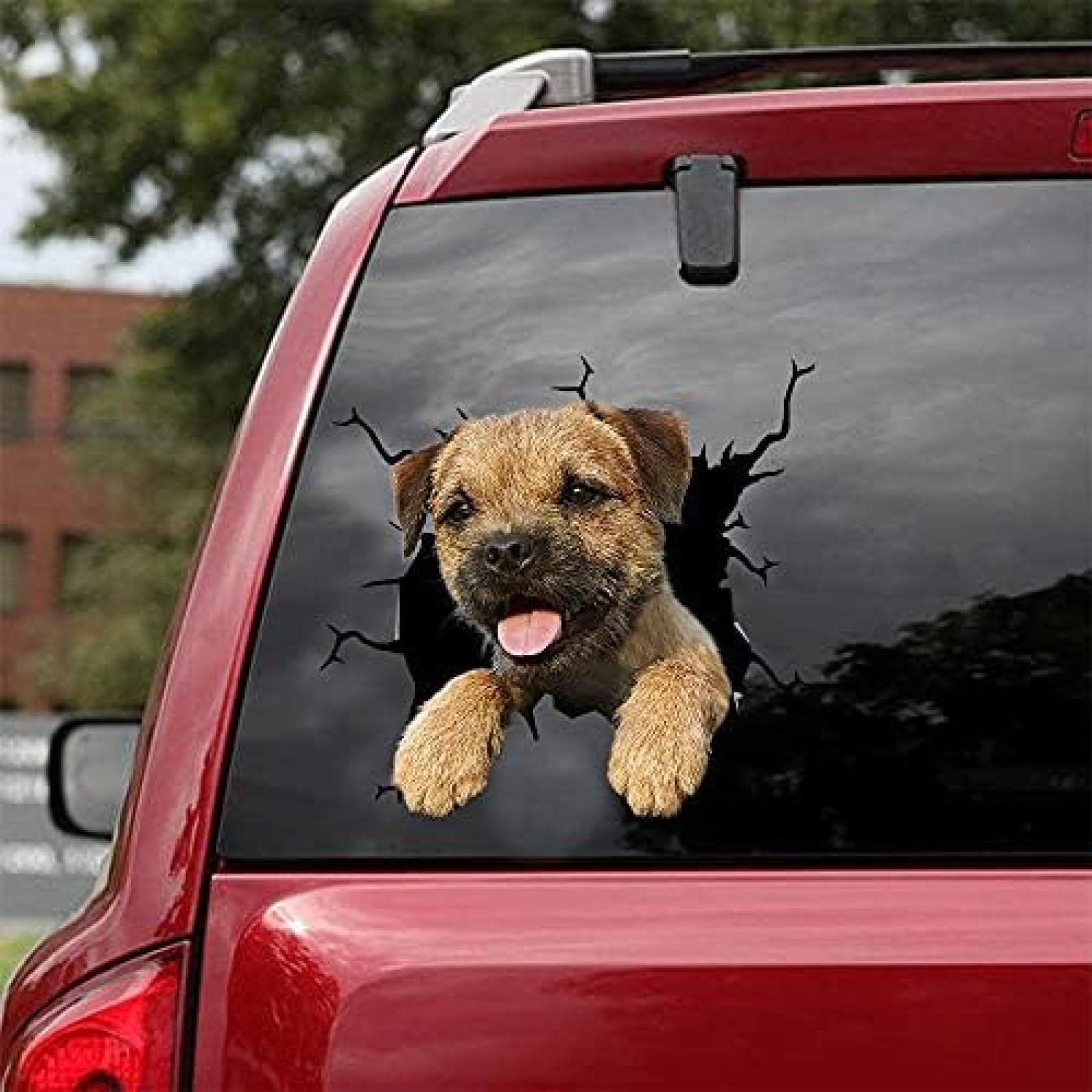 SANTPOT Border Terrier-Autoaufkleber, Hunde-Autoaufkleber, 2 Stück – Realistische Border Terrier-Aufkleber Für Autofenster, Wände, Serie 103, Größe 25,4 X 25,4 cm von SANTPOT