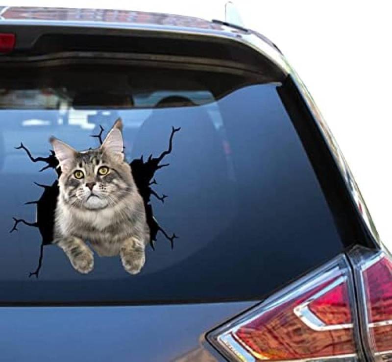 SANTPOT Großer Katzenaufkleber Maine Coon Katzenaufkleber Vynal LKW-Aufkleber Für Mama 3D-Fenster von SANTPOT