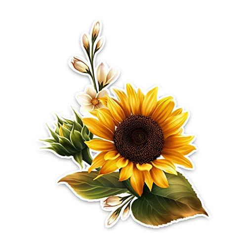 SANTPOT Lustiger Sonnenblumen-Dekor, Personalisierter Farbiger Autoaufkleber, Autos, Motorräder, Außenzubehör, PVC-Aufkleber, 15 cm X 12,5 cm von SANTPOT