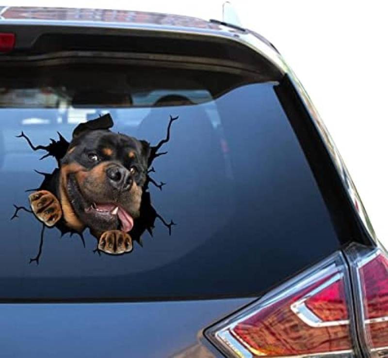 SANTPOT Rottweiler-Aufkleber, 3D-Rottweiler-Hund, Autofenster-Aufkleber, LKW-Aufkleber (süßer Rottweiler-Aufkleber),Niedlicher Rottweiler-Aufkleber von SANTPOT