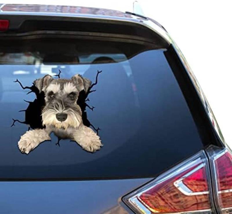 SANTPOT Schnauzer-Aufkleber, 3D-Schnauzer-Hund, Autofenster-Aufkleber, LKW-Aufkleber (Schnauzer-Aufkleber) von SANTPOT