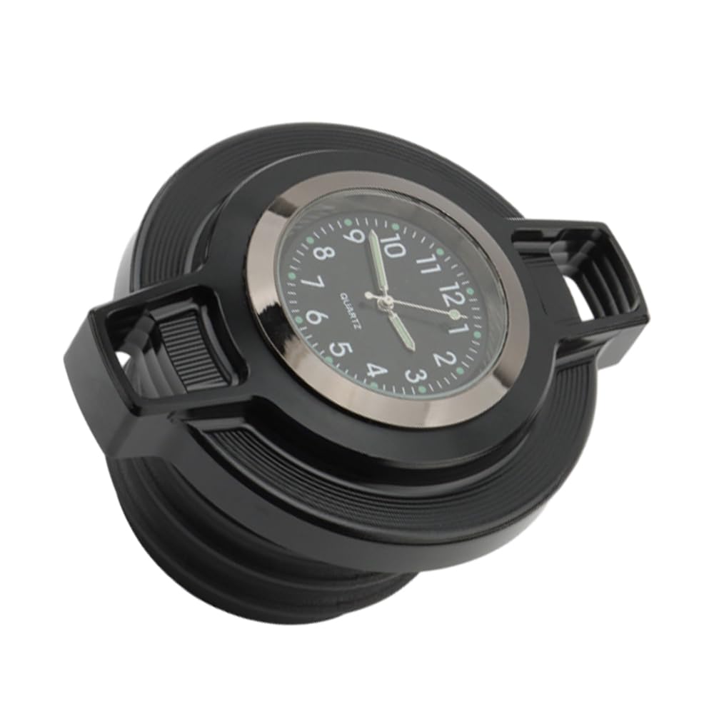 SANWAN Schwarze integrierte Uhr, Aluminiumlegierung, Tankdeckel, Ölkappe, Uhr, Tankdeckel, kompatibel mit Harley-Modellen von SANWAN