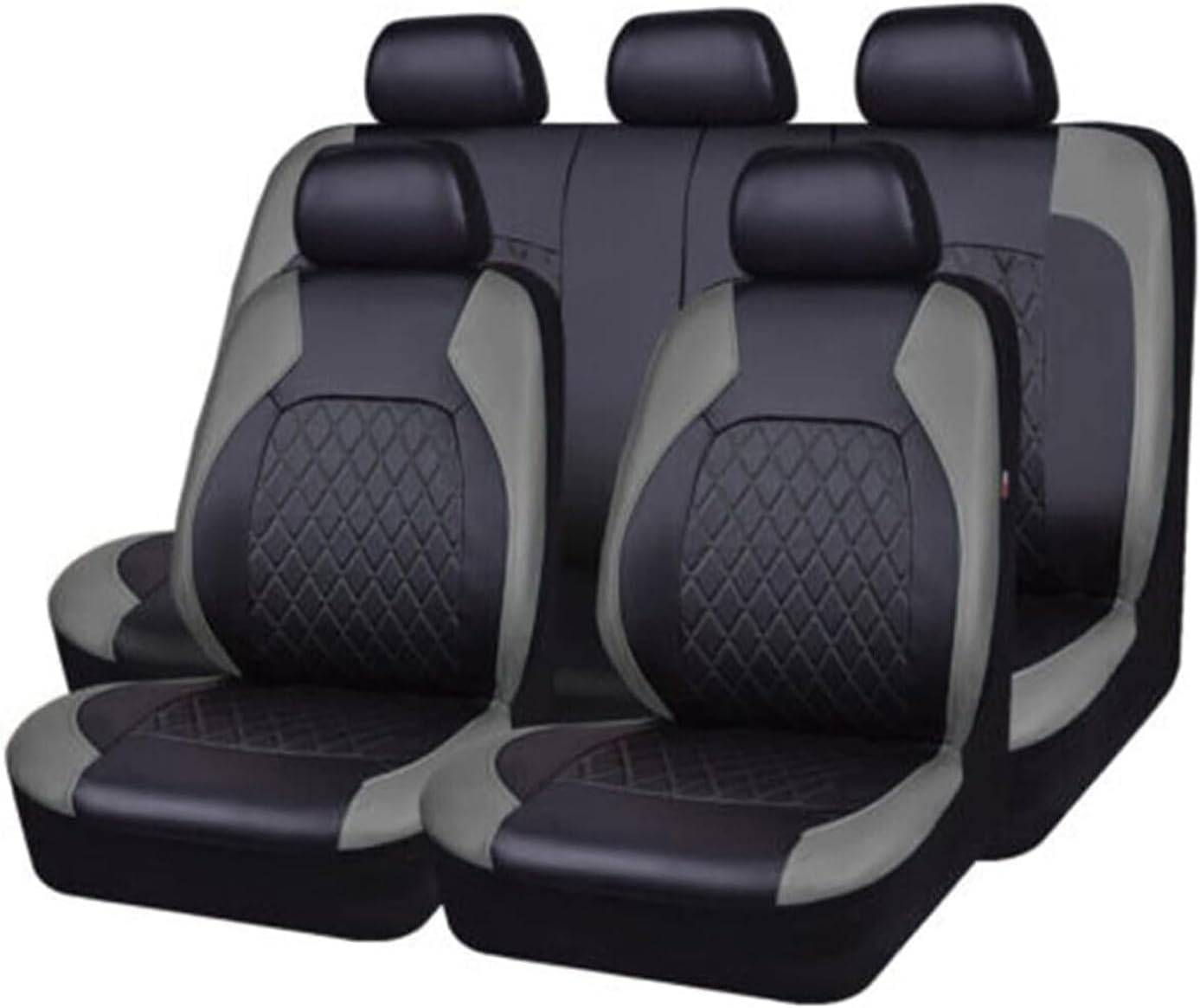 Auto Leder Sitzbezüge für Audi A1 A3 A4 A5 A6 A7 A8 A4L A6L A8L Q2 Q3 Q5 Q7 Q5L, 9 Stück Allwetter rutschfest Wasserdicht Atmungsaktiv Schonbezug Set Sitzkissenschutz,B/Grey von SARCX