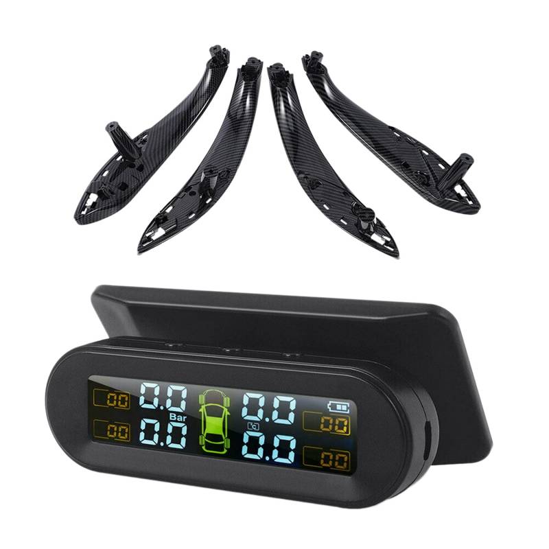 SAROAD 1 Set Solar Wireless USB TPMS Auto Reifendruckkontrollsystem & 1 Set Tür Kohlefaser Farbe Zuggriff Innenverkleidung von SAROAD