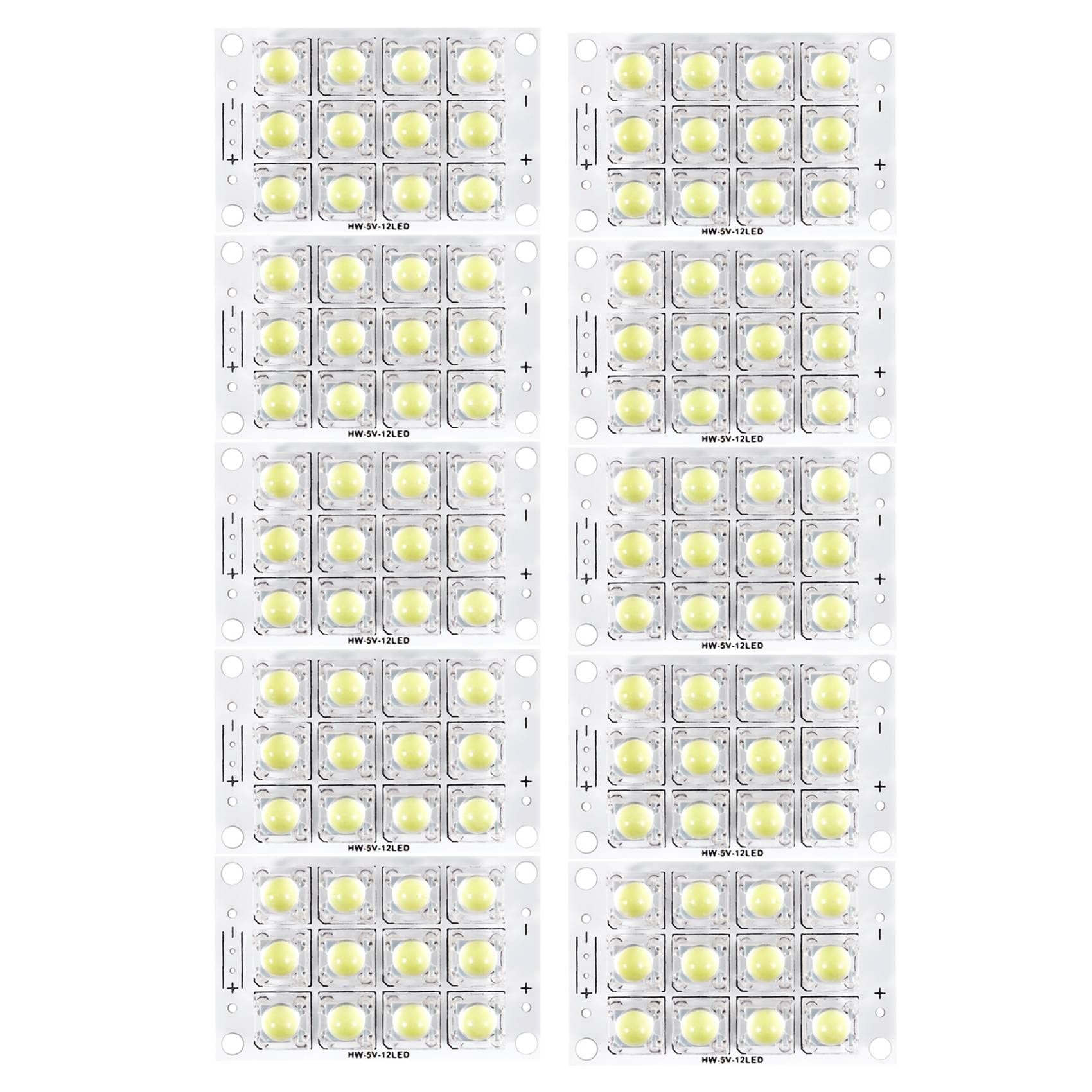 SAROAD Piranha LED-Leuchten für Yacht, DC 3 V, 5 V, 12 LEDs, superhell, Weiß, 10 Stück von SAROAD