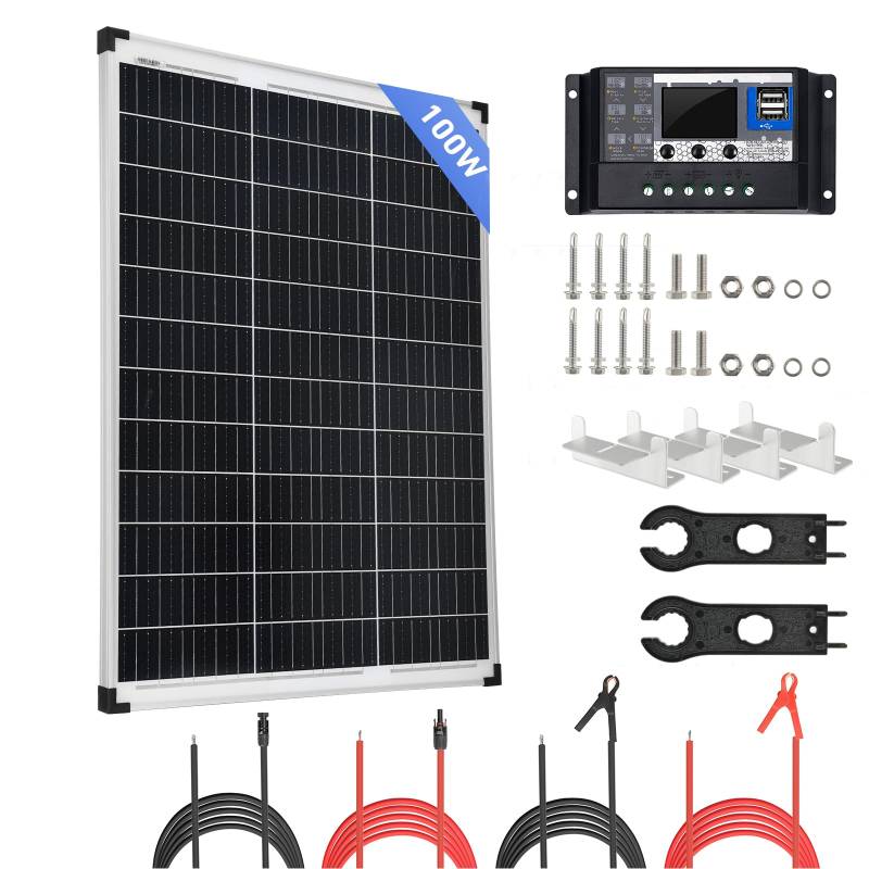 100W Solarpanel 12V Monokristallines Solarmodul Solarpanel-Set Photovoltaik 100 Watt Solaranlage mit 30A Laderegler für netzunabhängige Energieladung für Wohnmobil, Boot, Wohnwagen, Haushalt von SARONIC