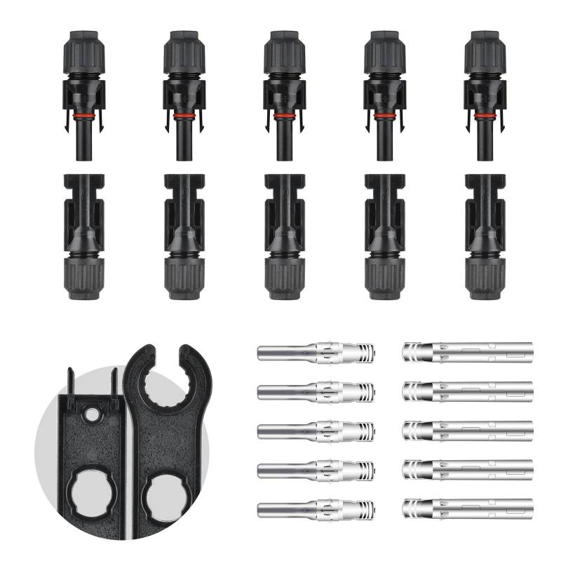 SARONIC 5 Paare Solarpanel Kabelstecker IP67 Wasserdicht mit Schraubenschlüssel Stecker/Buchse für Solarpanel Systeme Solarpanel Adapter von SARONIC