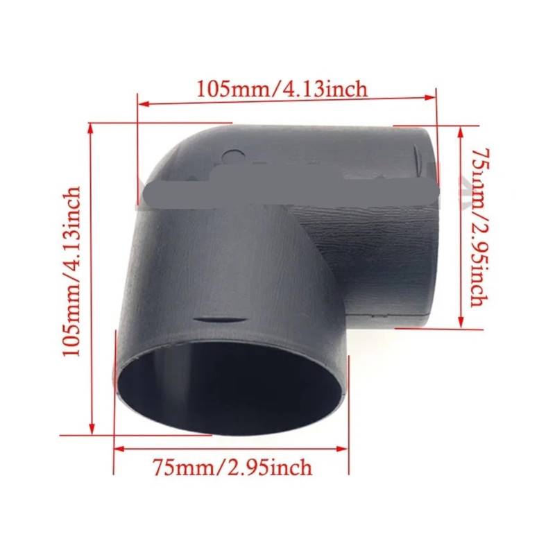 SASJQVMX 42/60/75/90mm Kunststoff L-Förmigen Luft Rohr Ellenbogen Outlet Anschluss Fit for Diesel Parken Auto Heizung Zubehör(75mmC) von SASJQVMX