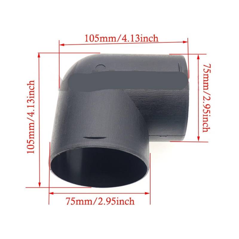 SASJQVMX 42/75/90 Mm Entlüftungsrohr, 90°-Winkelrohr, Auslass, Auspuffanschlüsse, Verbindungsstück, Passend Fit for Diesel-Standheizung(75mm) von SASJQVMX