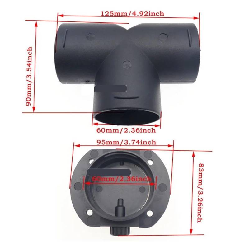 SASJQVMX 60 Mm Auto-Heizungs-Entlüftungskanal, T/Y-Stück, Auslass-Auspuff-Anschluss Mit Regelventil, Passend Fit for Lufterhitzer(60mm Heater DuctingC) von SASJQVMX