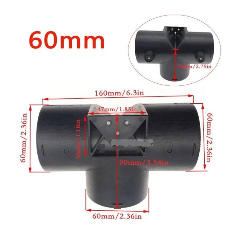 SASJQVMX Autoheizungs-Entlüftungskanal, 60 Mm/75 Mm YT-Stück Auspuffanschluss Mit Doppelter Regelventilklappe, Passend Fit for Diesel-Standheizung(T-60mm) von SASJQVMX