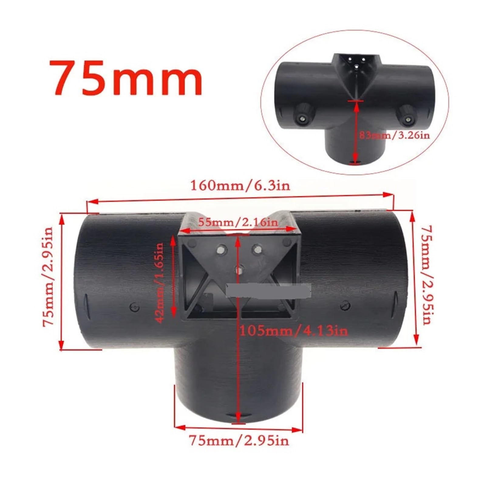 SASJQVMX Autoheizungs-Entlüftungskanal, 60 Mm/75 Mm YT-Stück Auspuffanschluss Mit Doppelter Regelventilklappe, Passend Fit for Diesel-Standheizung(T-75mm) von SASJQVMX