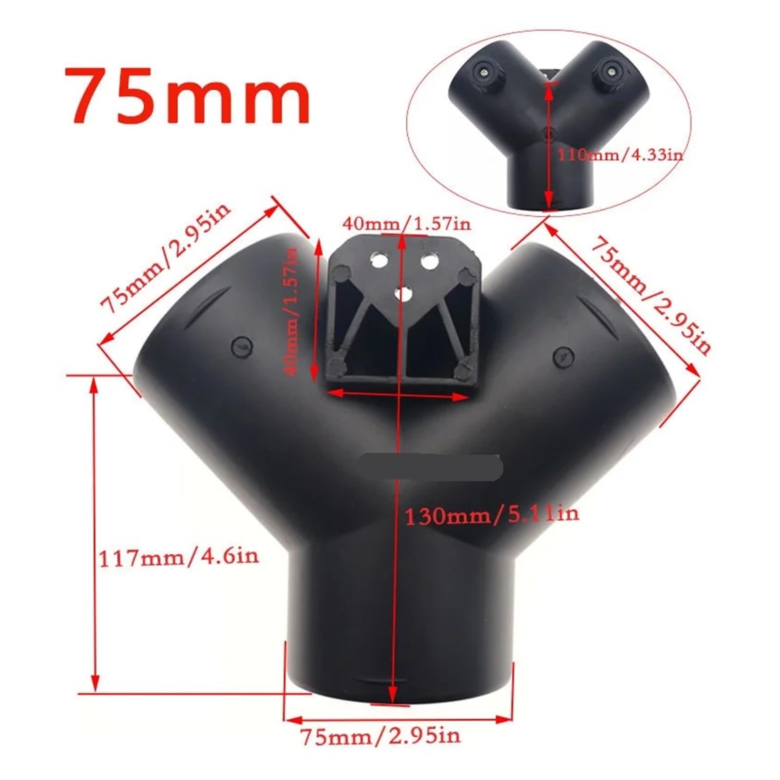 SASJQVMX Autoheizungs-Entlüftungskanal, 60 Mm/75 Mm YT-Stück Auspuffanschluss Mit Doppelter Regelventilklappe, Passend Fit for Diesel-Standheizung(Y-75mm) von SASJQVMX