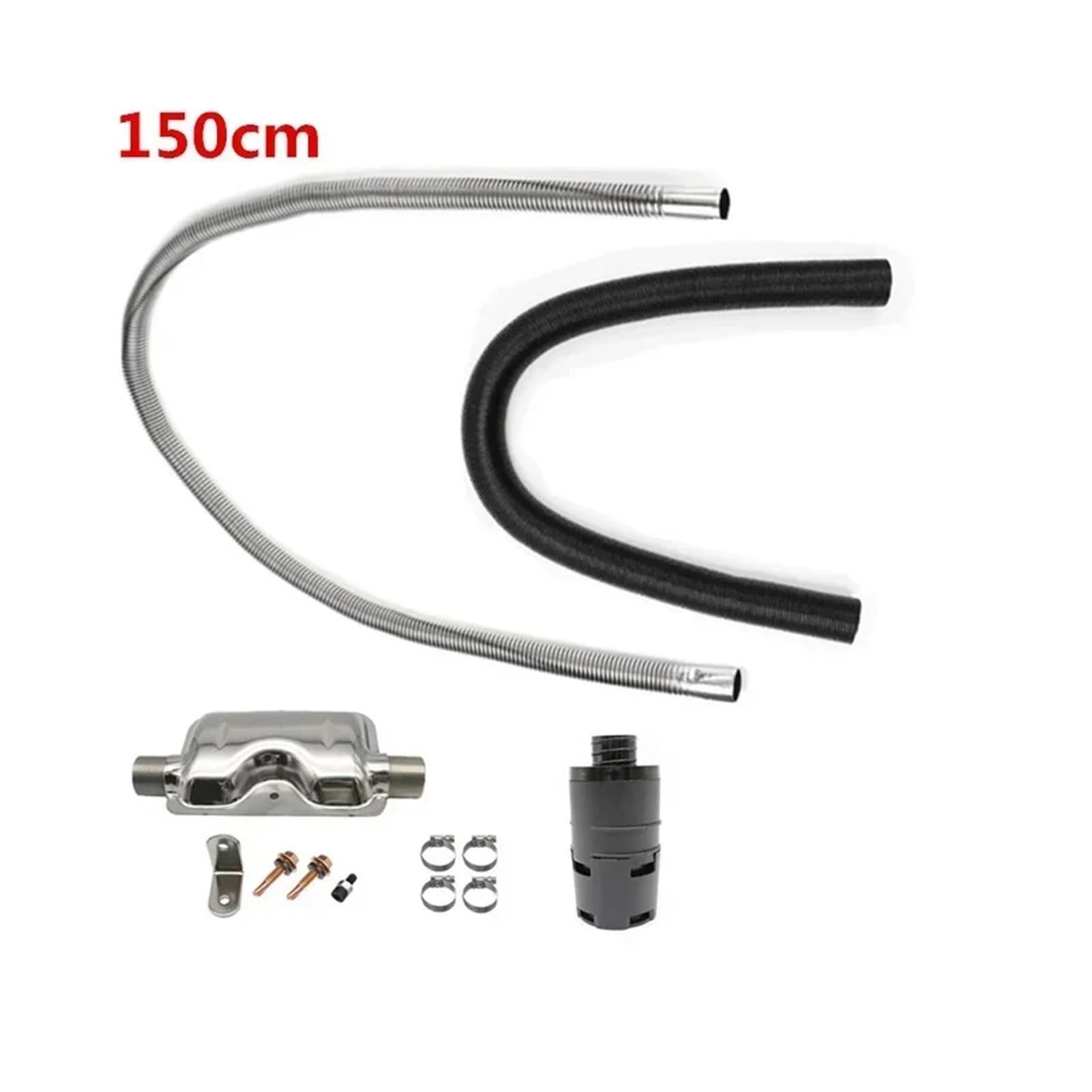 SASJQVMX Diesel-Standheizung, Passend Fit for 24-mm-Abgasschalldämpfer + 25-mm-Filter + 2-Rohr-Luft-Diesel-Kanalheizungszubehör(150cm Stainless Pipe) von SASJQVMX