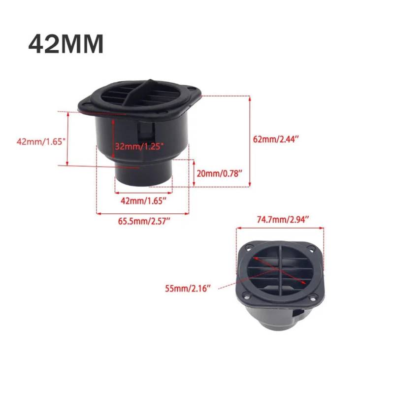 SASJQVMX Entlüftungsleitung, TL-Stück, Winkelrohr, Auslass, Auspuff-Anschluss, Verbindungsstück, Passend Fit for Diesel-Standheizungs-Zubehör(42mm Flat) von SASJQVMX