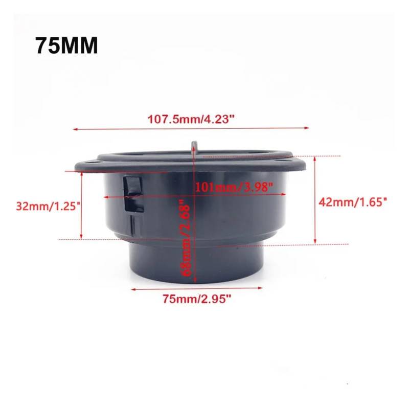 SASJQVMX Entlüftungsleitung, TL-Stück, Winkelrohr, Auslass, Auspuff-Anschluss, Verbindungsstück, Passend Fit for Diesel-Standheizungs-Zubehör(75mm Flat) von SASJQVMX