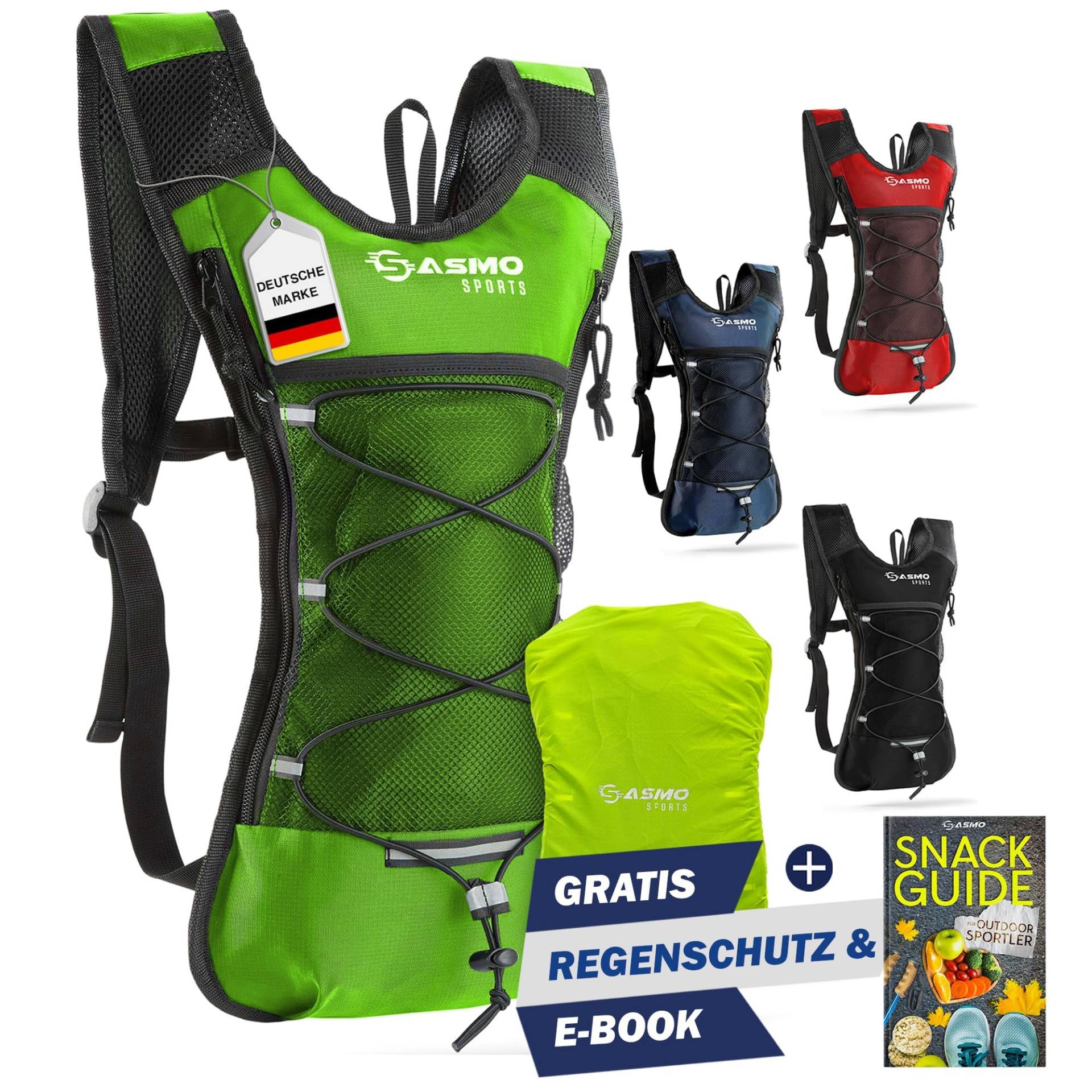 SASMO® Laufrucksack & Trailrunning Rucksack - Ultraleicht - 6L / 300g | isoliertes Thermofach | Laufrucksack Damen & Herren| Running Backpack inklusive Regenschutz von SASMO Sports