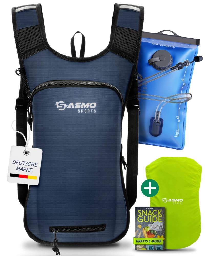 SASMO® Fahrradrucksack klein 6L mit Trinkblase (Blau) - Thermofach & Helmnetz | MTB Rucksack & Skirucksack - Ultraleicht 350g | Fahrrad Rucksack wasserdicht - Regenschutz | Trinkrucksack Fahrrad von SASMO Sports