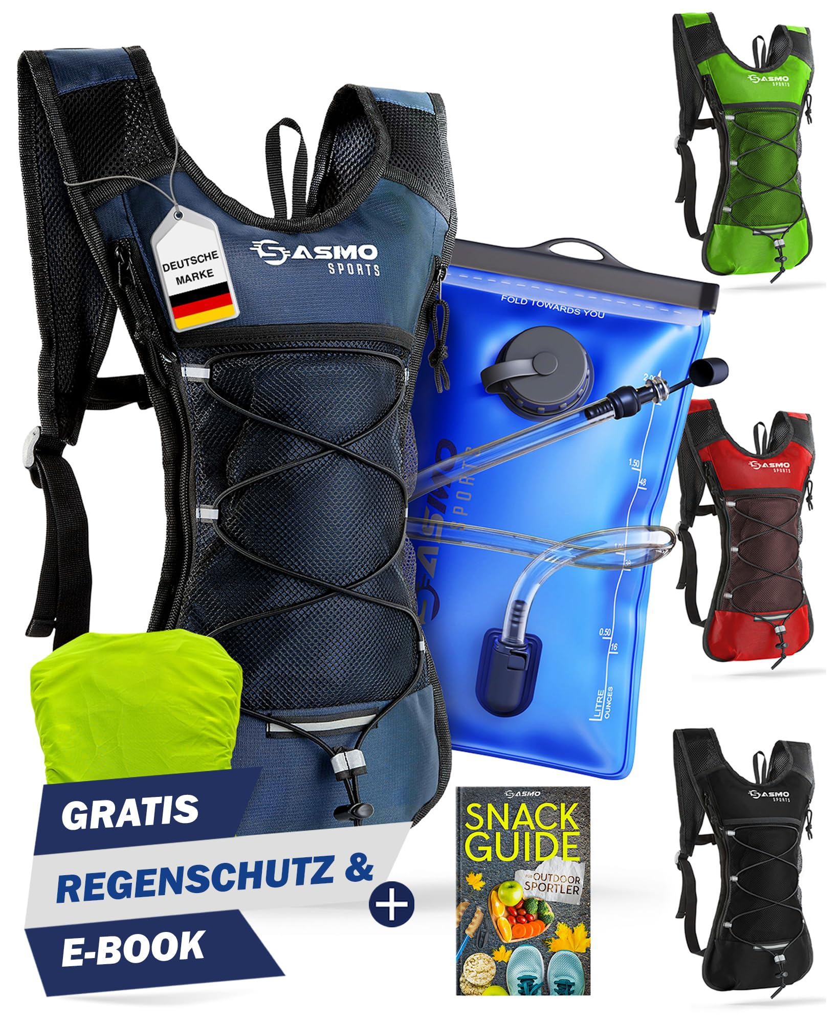 SASMO® Trinkrucksack mit Thermofach | Trinkrucksack Laufen - Ultraleicht 300g | Laufrucksack mit Trinkblase | Trinkrucksack Fahrrad | Laufen, Fahrradfahren & Joggen von SASMO Sports