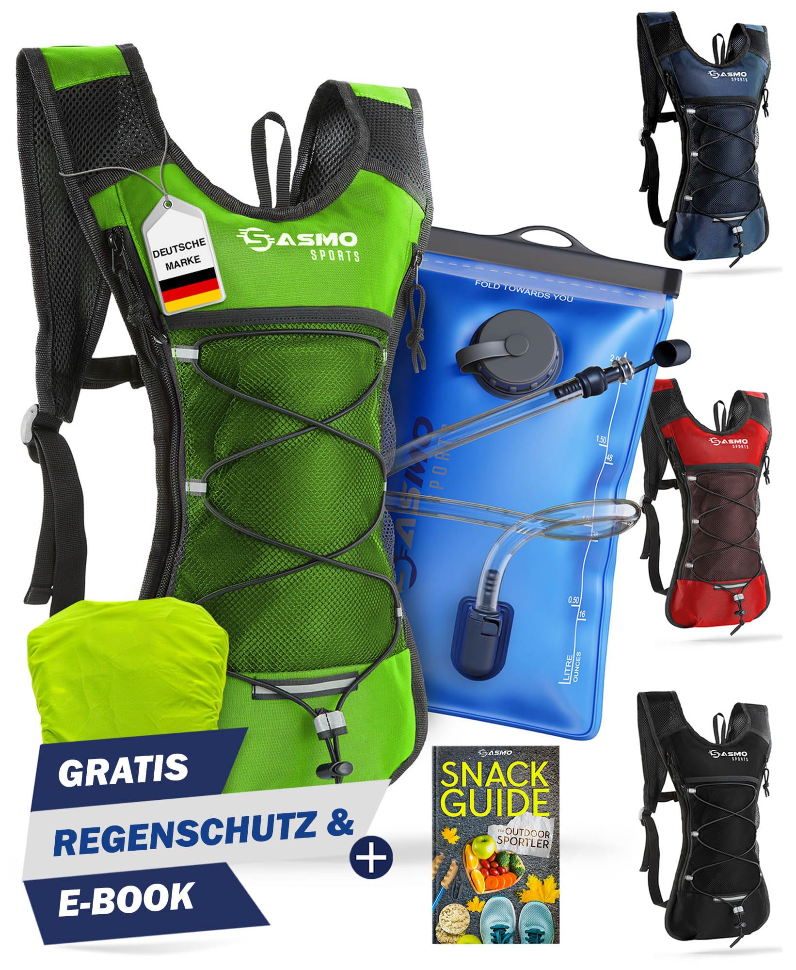 SASMO® Trinkrucksack mit Thermofach | Trinkrucksack Laufen - Ultraleicht 300g | Laufrucksack mit Trinkblase | Trinkrucksack Fahrrad | Laufen, Fahrradfahren & Joggen von SASMO Sports